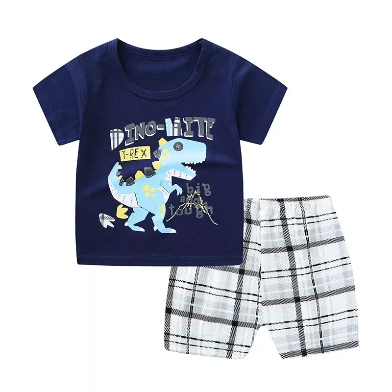 Baby Summer Set Clothing 6 9 12 18 24 Months Clothes New Toddler Clothing For Cool Boy Tyrannosaur T-shirts Baby Wears Newborns