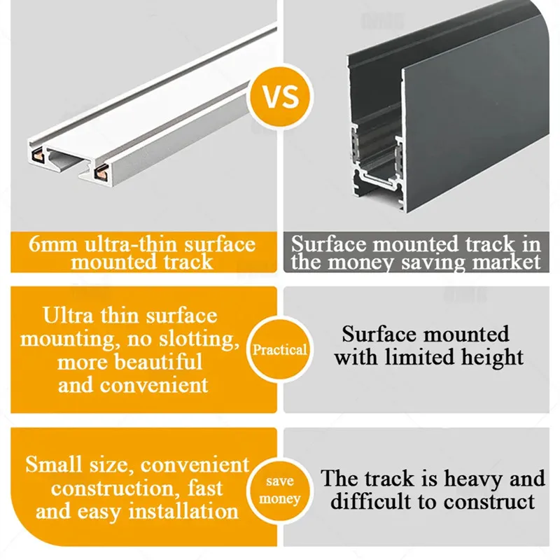 Smart Home Tuya Dimming 6MM Ultra-Thin Ceiling Mount 48V Magnetic Track Light System Thin Slim Surface Mounted Linear Light 4