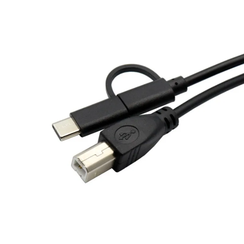 Micro Usb 2.0 + TYPE C Male To USB 2.0 Type-B Male OTG Cable for Phone Printer Scanner Electronic Piano and Electronic Drum usb aux adapter,usb c b cable