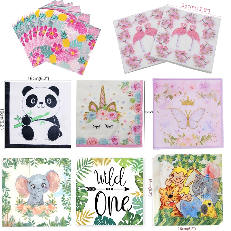 

Салфетки бумажные в виде фламинго/единорога, 20 шт./пакет