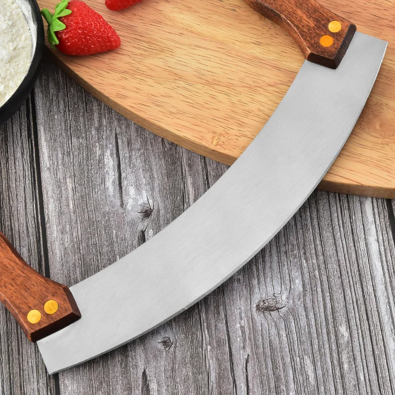 Stainless Steel Pizza Knife Nougat Handle Swing Cutter Scraper Double Bing Cutter Baking Tool Cookies Kitchen Bakeware pizza cutter pizza knife