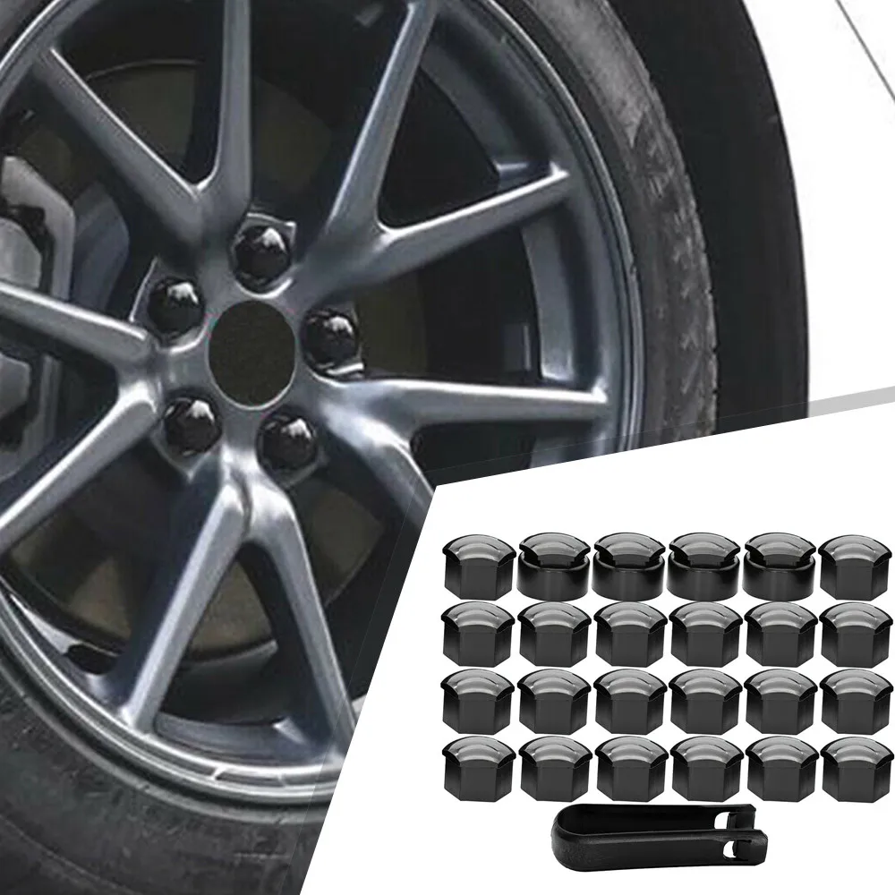 

24pcs/set 17MM Black Wheel Nut Bolt Trims Studs Cover Cap For Opel For BMW 16mmx17mm Nut Bolt+17mmx23mm Locking Cap For Opel