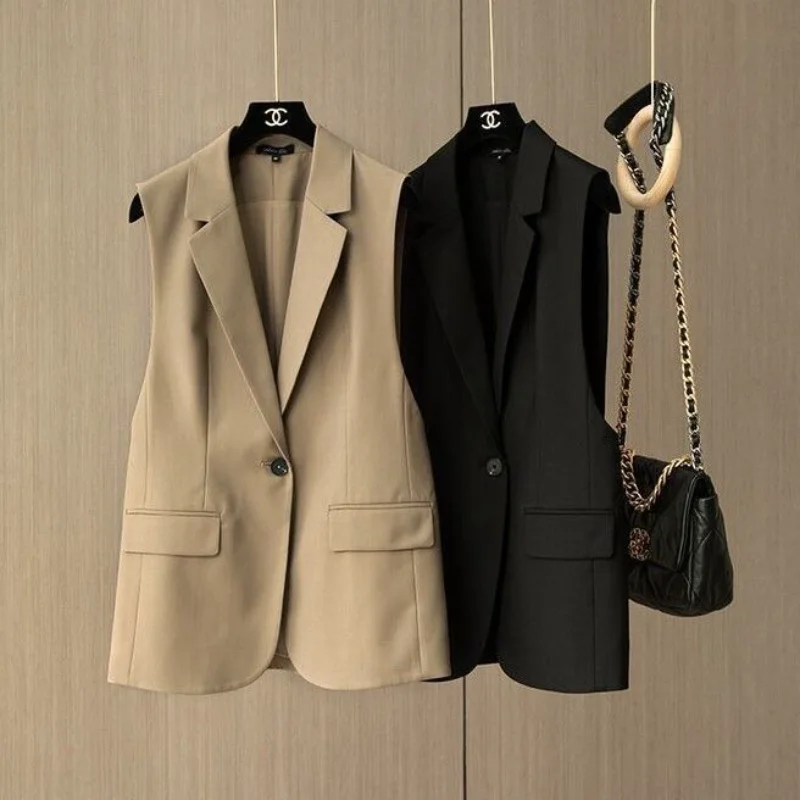 2023 Autumn Trendy New Fashion Simple Temperament Able Korean Version Versatile Black Vest