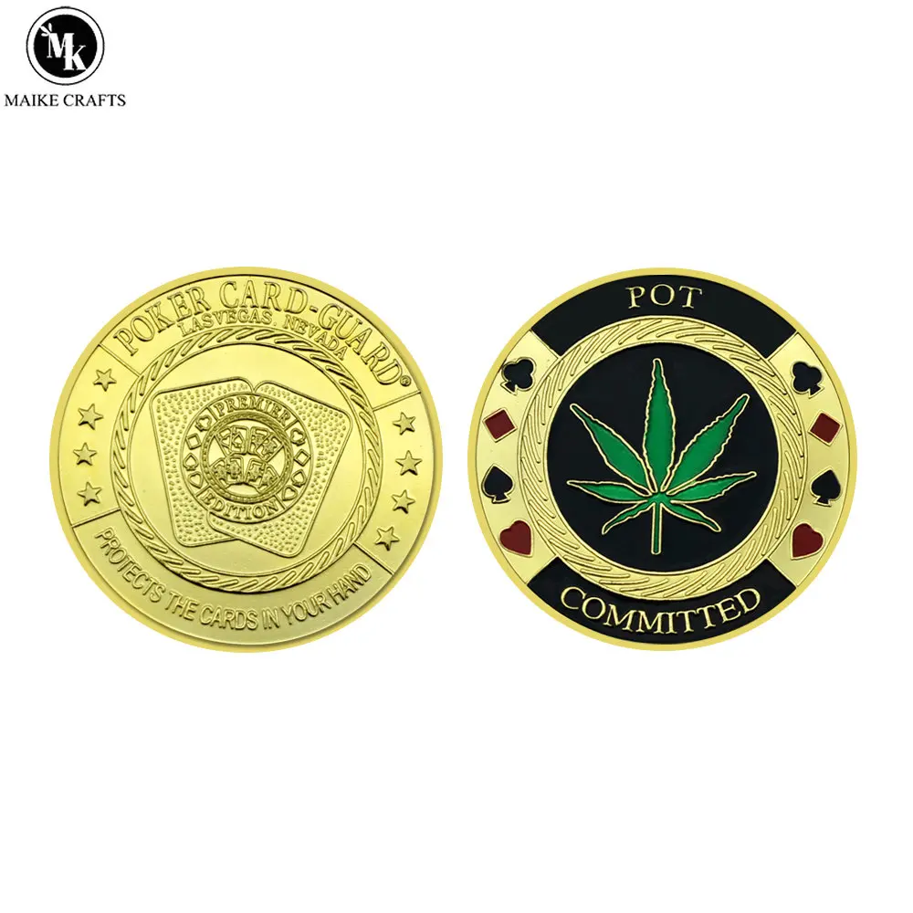 

Casino Poker Chips Good Luck Gold Plated Commemorative Coin "Pot Committed" Poker Card Guard Press Decision Souvenir