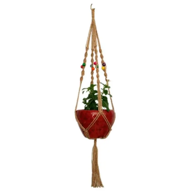 

Woven Macrame Flowerpot Wall Hanging Basket Plant Hanger Planter Garden Stand Flower Pot For Decorations Cotton Rope Makramee