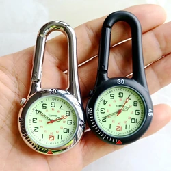 Unisex Climbing Carabiner Clip Quartz Pocket Watches Keychain Hanging Luminous Clock For Women Mens Nurse Doctor Students Gifts