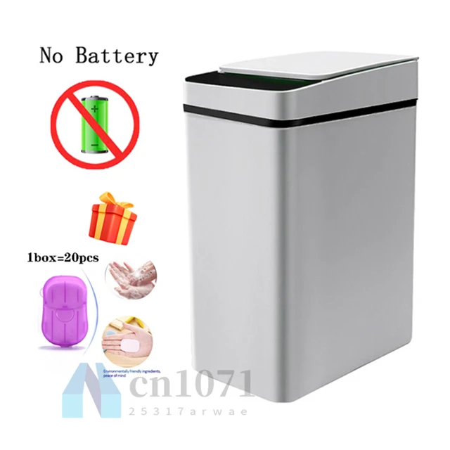 Trash Can Automatic Electronic Trash Can White Touchless Narrow Smart