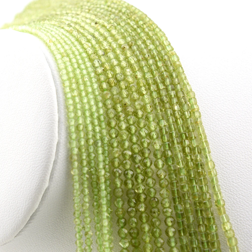 Natural Peridot Faceted Round/Cube Beads 2mm,3mm，Fine Jewelry Making, DIY Bracelet And Necklace 2