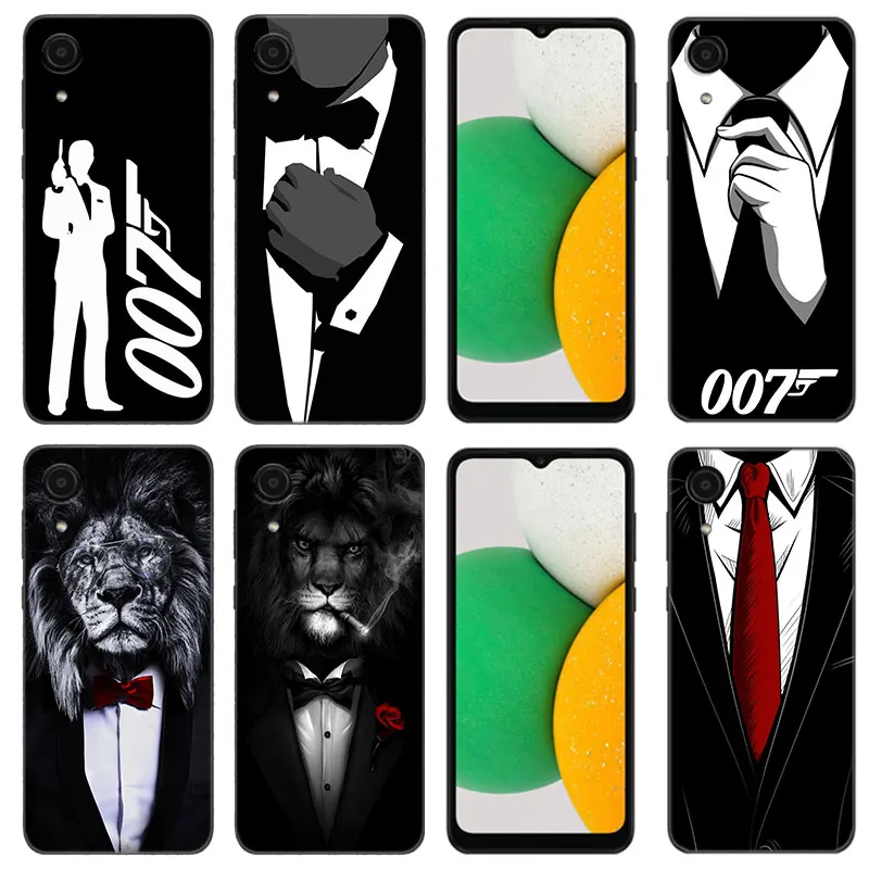 Man Suit Shirt Tie Phone Case For Samsung Galaxy A01 A03 Core A04 A20 E A02 A10 A21 A30 A50 S A40 A41 A6 A8 Plus A7 Black Cover