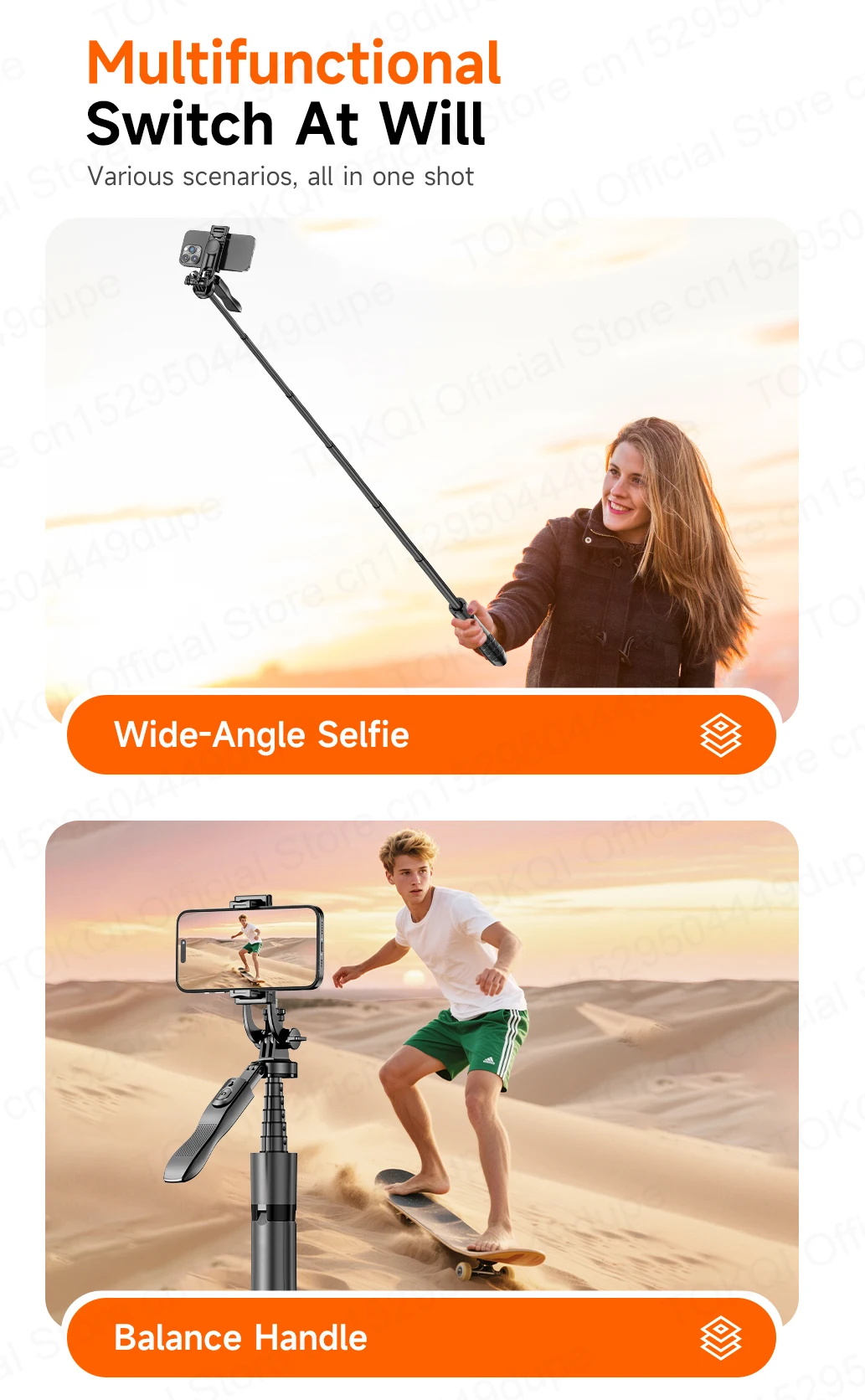 Tokqi L16-tt Selfie Stick Tripod With 360 Degree Rotation And Fill Light_voghion.com