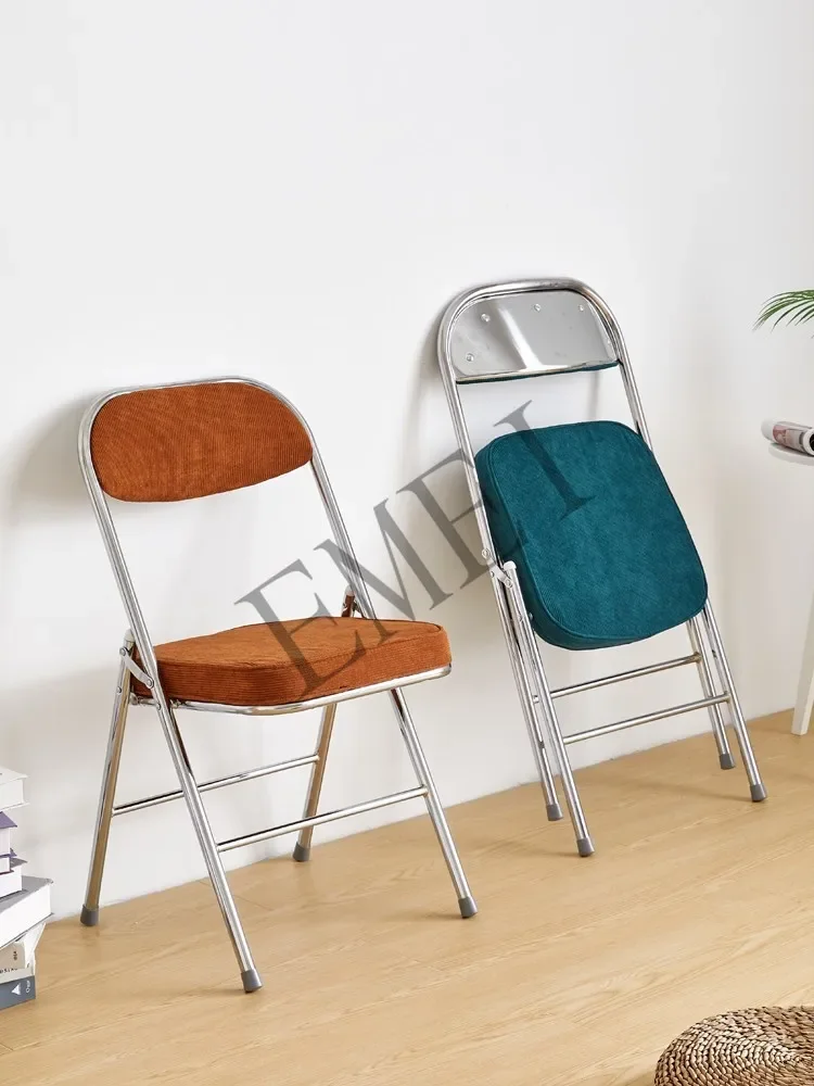 Retro Folding Dining Chair Home Backrest American Bedroom Dressing Stool Brown Milk Tea Cafe