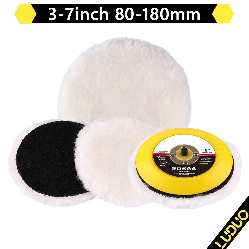

3/4 /5/6/7 Inch Car Polish Pad Disc Imitated Wool Soft Polishing Backing Buffing Pad Auto Body Waxing Buffer Polisher Care Tools