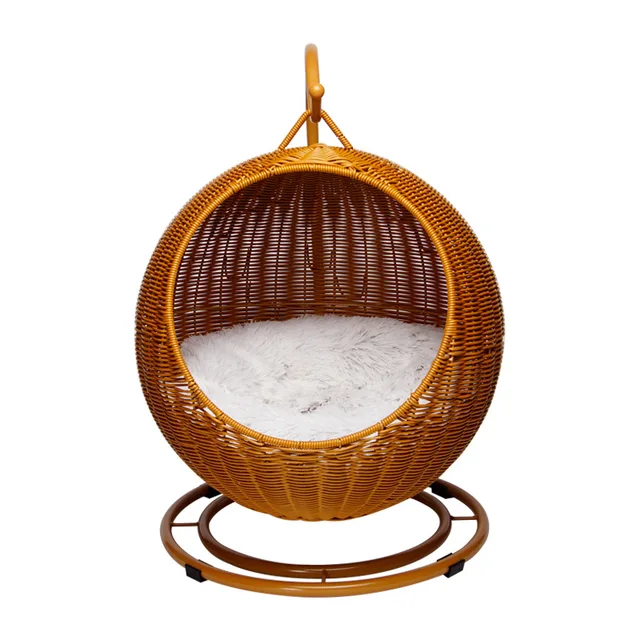 Semi-Enclosed Rattan Hammock Hanging Bed Basket Nest Cage-for Cats & Kittens Cat Trees & Scratcher Product Semi-Enclosed Rattan Hammock Hanging Bed Basket Nest Cage-for Cats & Kittens Cat Trees & Scratcher Product