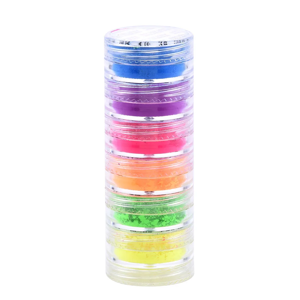 6 Colors Fluorescent Neon Powder Eyeshadow Glitter Matte Shimmer Glow In Dark Eye Shadow Matte Cosmetics Beauty Makeup for Nails