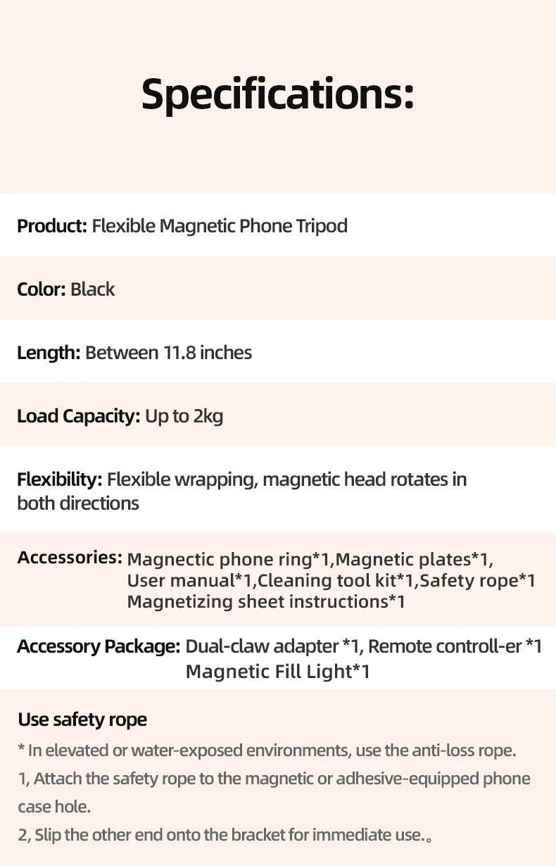Octopus Magnetic Quick Release Tripod Phone Holder Mini Tripod for iPhone 15 14