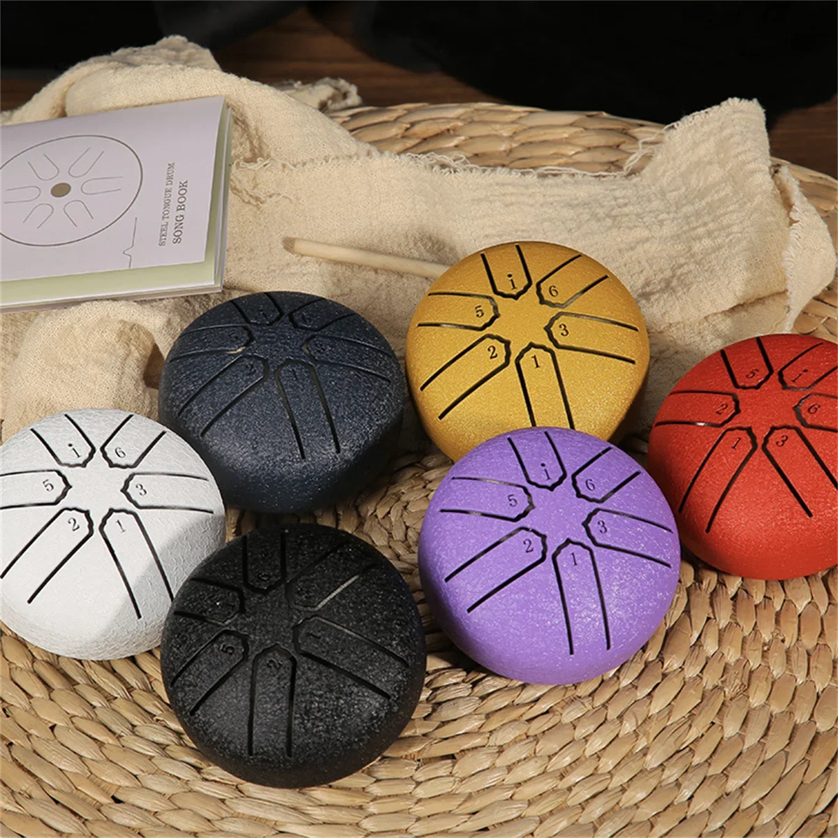 3 Inch Mini Karate Drum, Iercussion Instrument, 6 notes, Steel Tongue, Used for Meditation, Yoga,Beginner