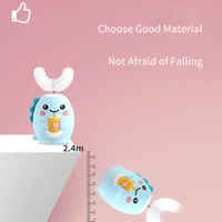 360° Sonic Electric Toothbrush for Kids Children U Shape Automatic Silicone Tooth Brush Smart Timer Rechargeable Blue Light IPX7 5