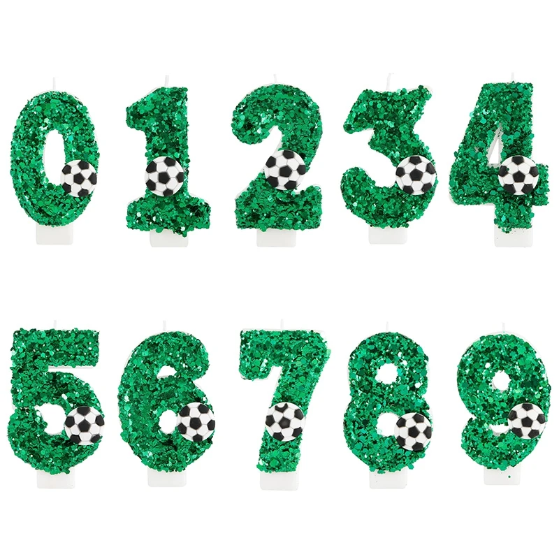 1PC Happy Birthday Football Candles Cake Soccer Candles Number 0-9 Digital Candle Party Wedding Cake Candle Party Cakes Decor cake candles