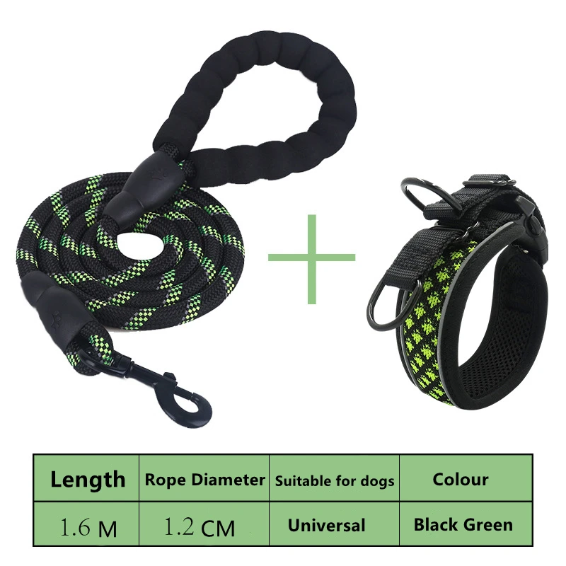 New Detachable Collar and Leash Set Pet Double D Ring Widening Luxury Reflective Dog Collar for Large Pitbul Pug French Bulldog 