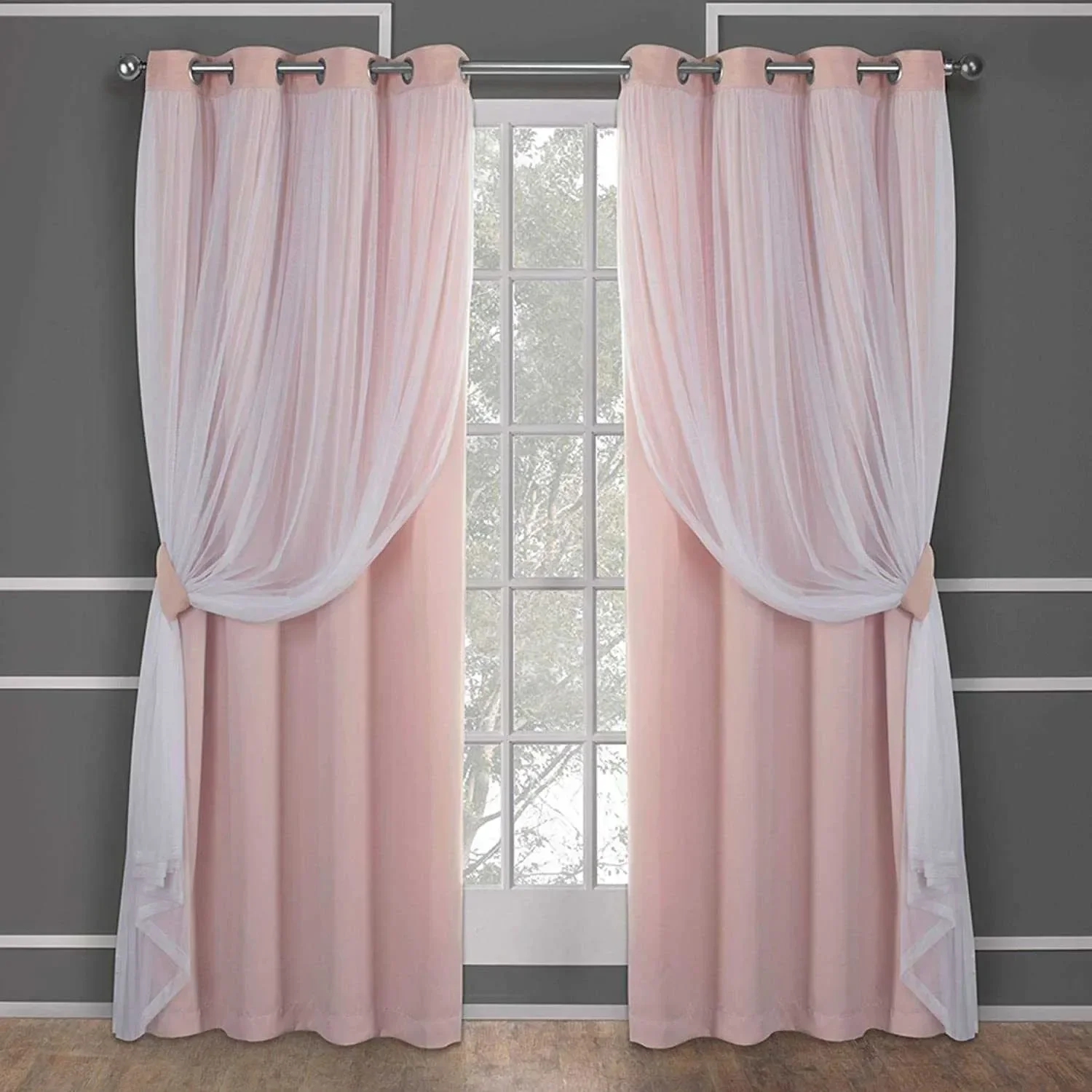 Pink Black Curtains for princess Living Room Bedroom Thermal Insulated white sheer curtain Window Treatment