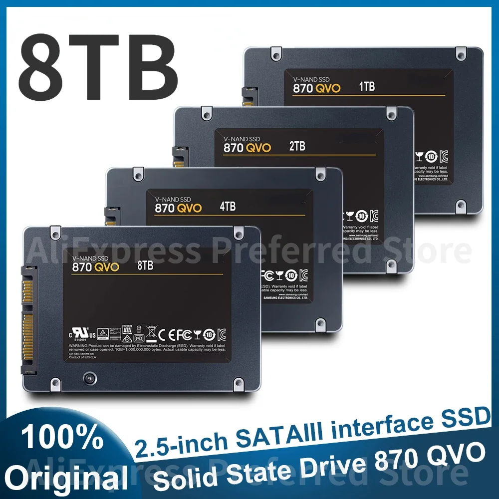

For Samsung SSD QVO 870 2.5" Big Storage 1TB 2TB 4TB 8TB Internal Solid State Drive SATA3 SSD for Laptop Desktop Mini PC