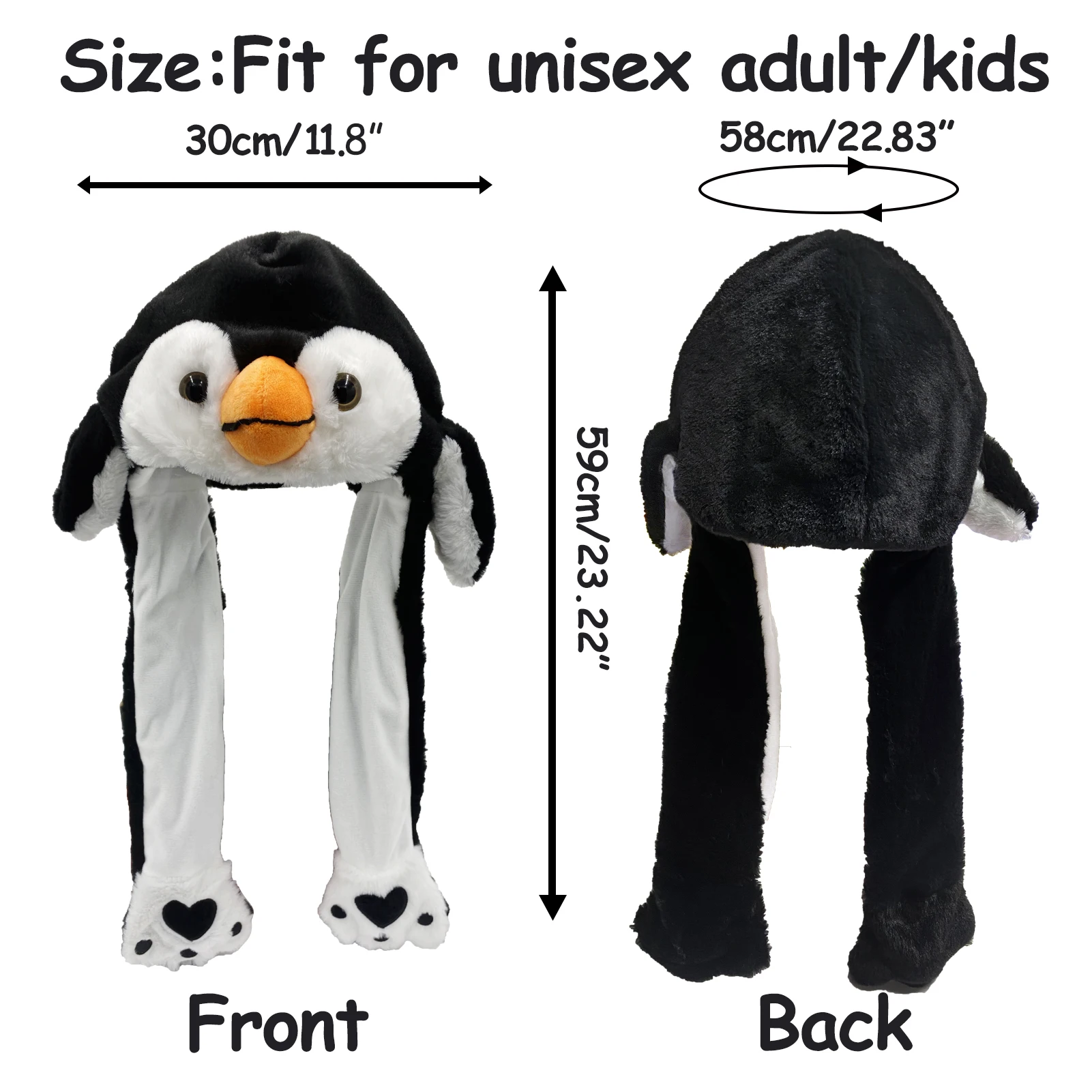 Penguin Ear Plush Hat Toys for Kids and Adults