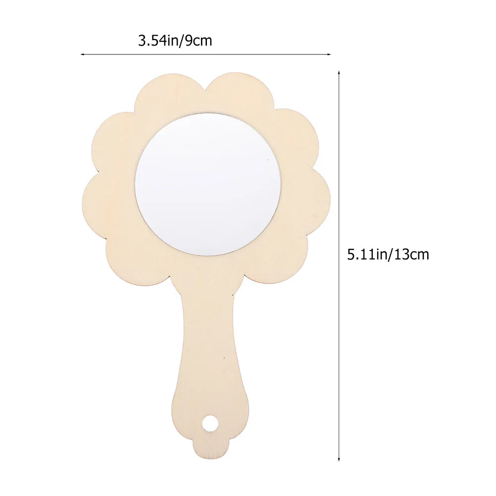 5Pcs 나무 손거울 도색되지 않은 DIY 공예 거울 그림 그리기용 빈 표면 장식 교육용 놀이 홈