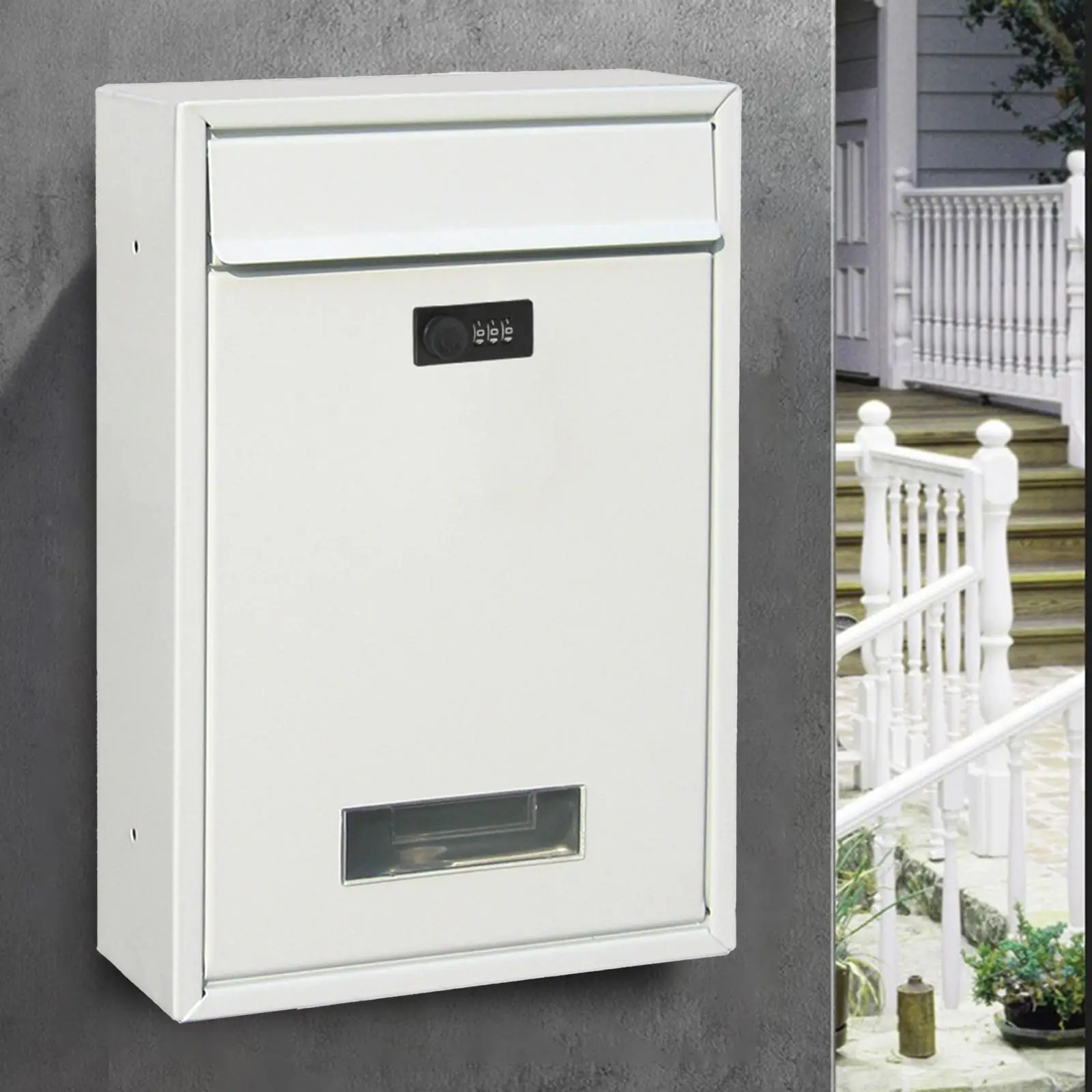 Vintage Style Wall Mounted Mailbox Lockable Rainproof Newspaper Box Letterbox for Business Office Home Garden Ornament Gate