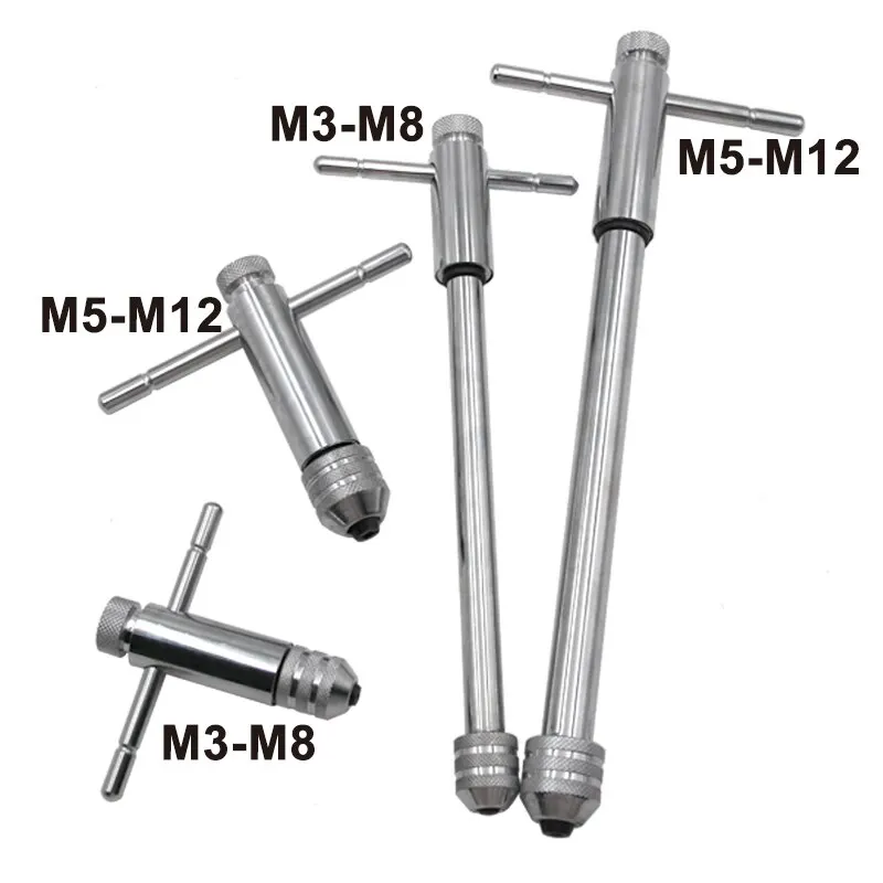 M3-M8 조정 가능한 래칫 핸드 탭 렌치 M5-M12 확장형 태핑 전진 및 역방향 태핑 액세서리 도구