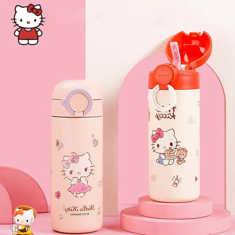 

500Ml Kawaii MINISO Hello Kitty Insulation Cup Anime 316 Stainless Steel Drinking Cup Girls High Value Milk Coffee Portable Cup