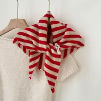 Versatile Striped Wool Knitted Triangle Scarf Women Fashion Wool Scarf Shawl Winter Warm Soft Knitted Hood Scarf Shawl Neck Wrap - Image 4