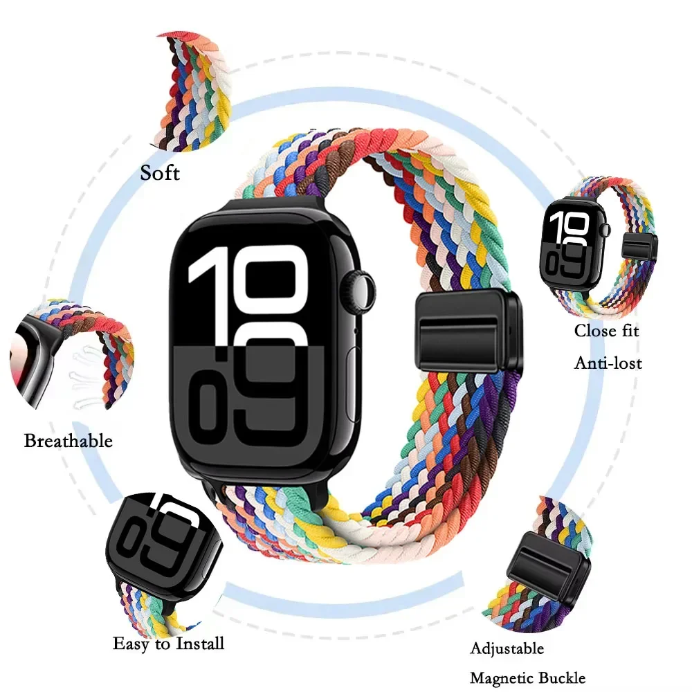 Slim Braided Loop Nylon Strap for Smartwatches - Elegant Bracelet Band