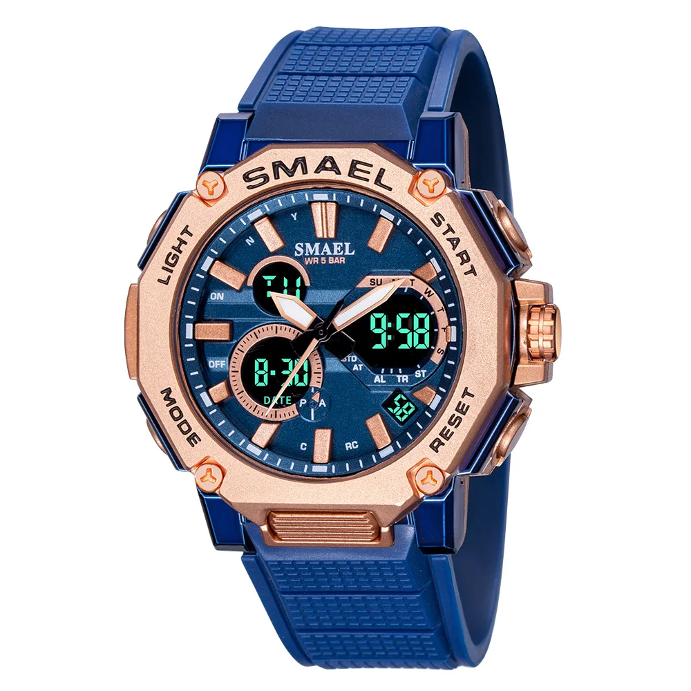 2023 New Top Brand Men Military Sports Watches 50M Waterproof Dual Display Quartz Watch Chronogra
