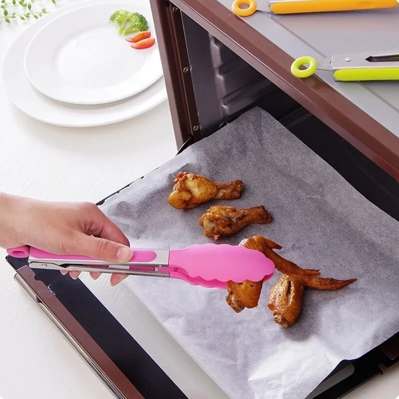 Stainless Steel Kitchen Tongs Silicone Handle BBQ Tong Non-Slip Food Tong Utensil
