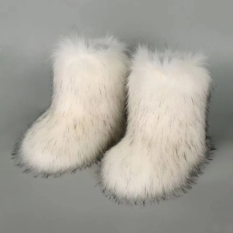 

Faux Fur Boots for Women Cute Thickened Long Tube Mid-calf Winter Personalised Snow Boots Fuzzy Flurry Furry Leg Warm Boots