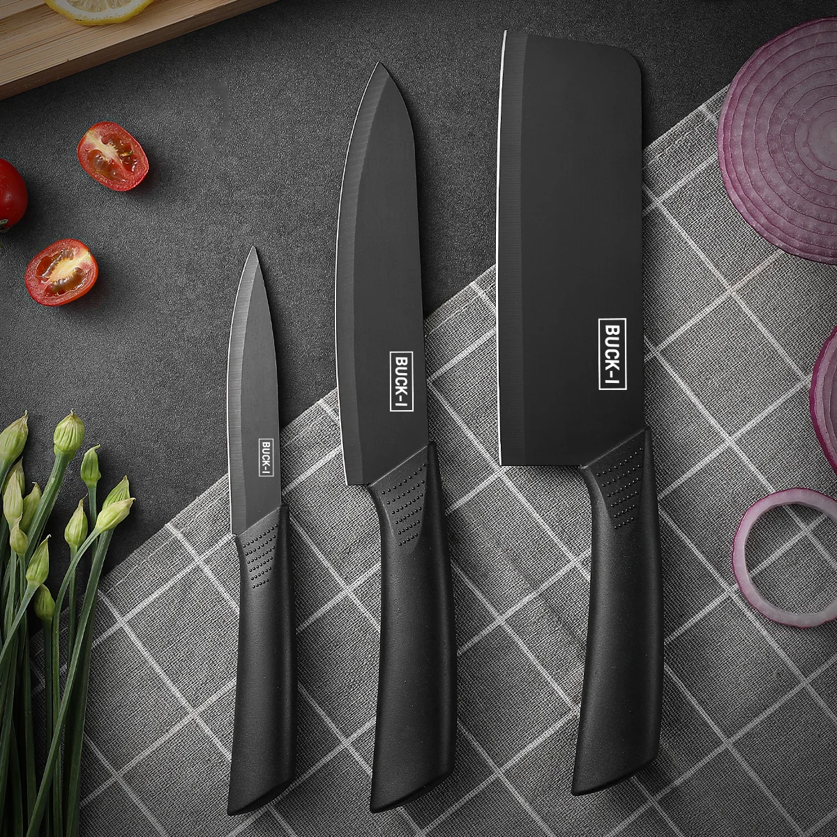Stainless Steel Kitchen Knives 3pcs-set Household Fruit Knives Tool Sets Cutting Knives Knife Covers