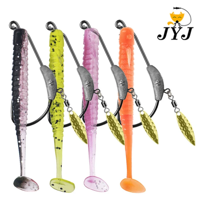 JYJ 75mm soft artificail loach wrom grub lure with 4g jigging hook