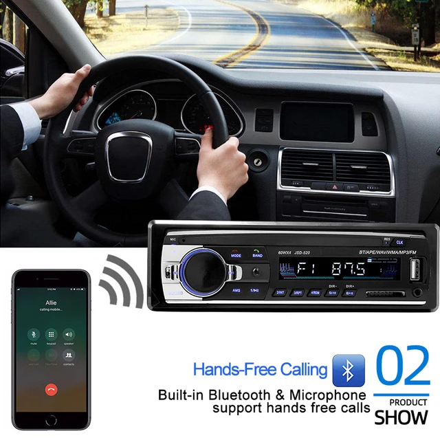 Autoradio USB avec Télécommande au Volant, Lecteur MP3, Carte SD