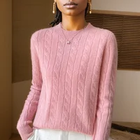 Autumn And Winter New Fashion 100% Pure Wool Sweater Crew Neck Long Sleeve Pullover Sweater Women's Clothing Korean Pop topWQ712 - Image 5