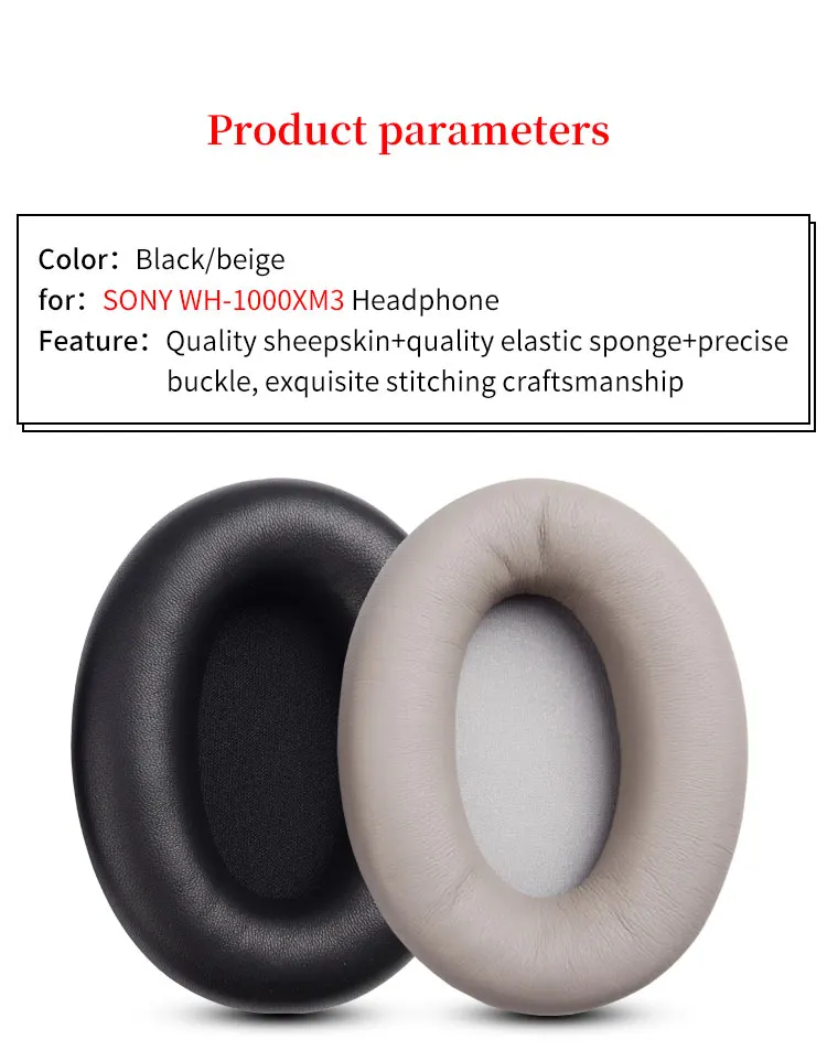 Genuine Lambskin Couro Ear Pads para Sony,