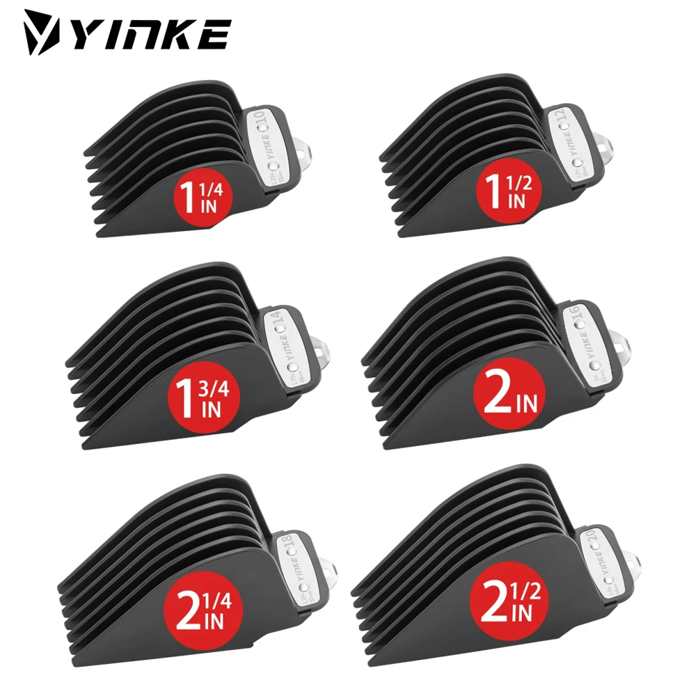 YINKE Clipper Guards for Wahl Hair Clippers Trimmers with Metal Clip Premium 6 Size Cutting Lengths Limit Guide Comb Attachments скребница для лошадей wahl metal curry comb 2999 7835 металлическая