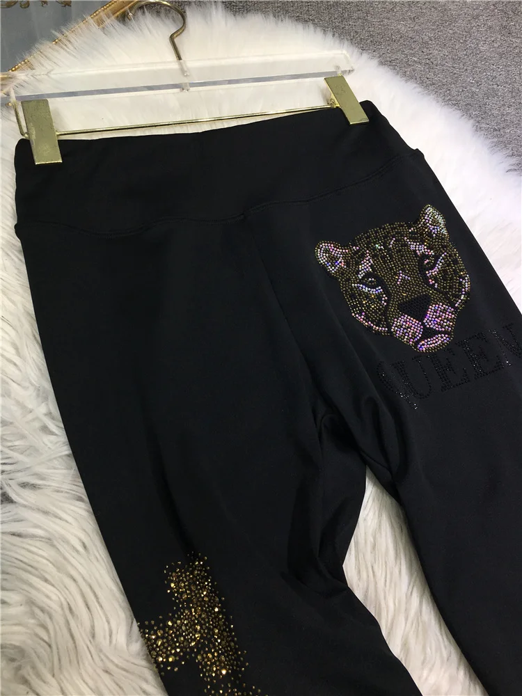 Luxury Blingbling Hot Drilling Women Leggings 2023 New Summer Light Thin High Waist Slim Legging Streetwear Black Yoga Pants