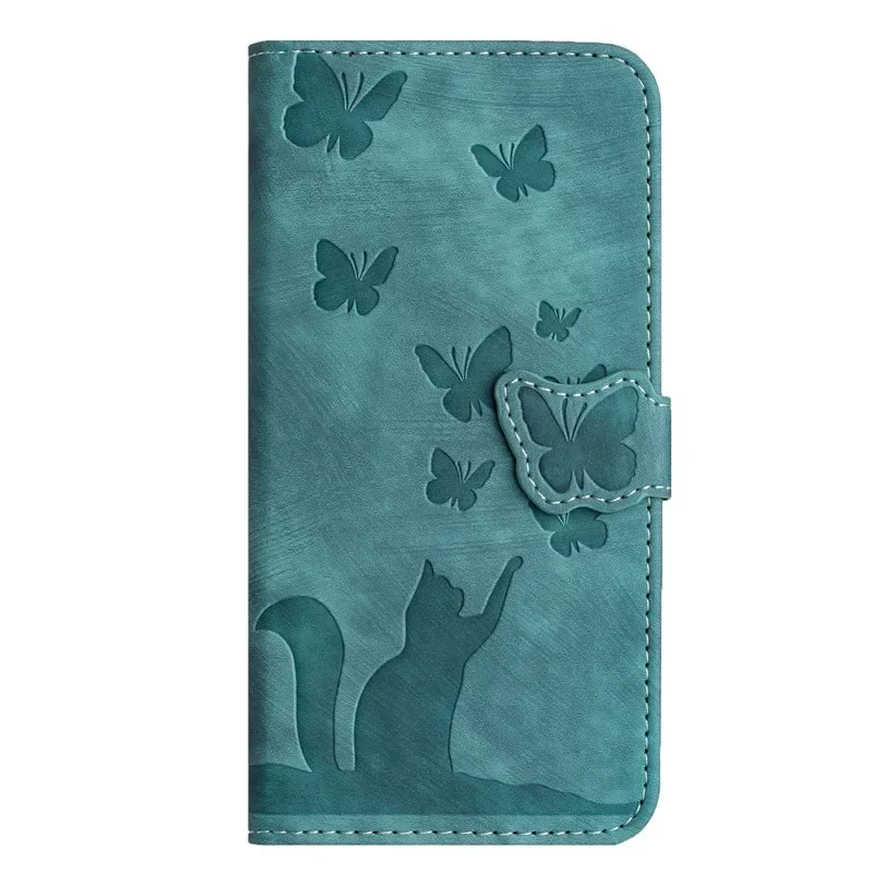 Фото Чехол-бумажник для S24 Etui Butterfly & Cat, кожаный чехол для Samsung Galaxy S24 + S23 FE S22 Ultra S21 Plus S24Plus №2