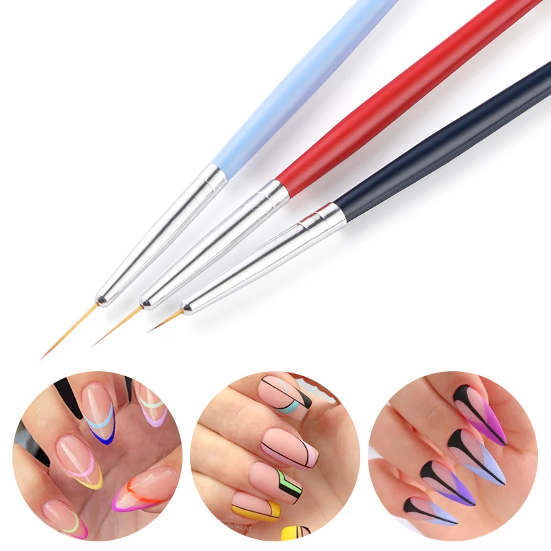 5pcs/Set Nail Art Liner Striping Brushes Metal Pole French Stripe Drawing  Painting Pen Gel Polish Nail Art DIY Manicure Tools - AliExpress