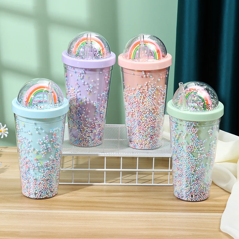 Plastic Cups With Straw Sequin Double Layer Water Bottle Cat Ear Cute  Tumbler For Birthday Gift Summer Drinkware Dropshipping - Mugs - AliExpress