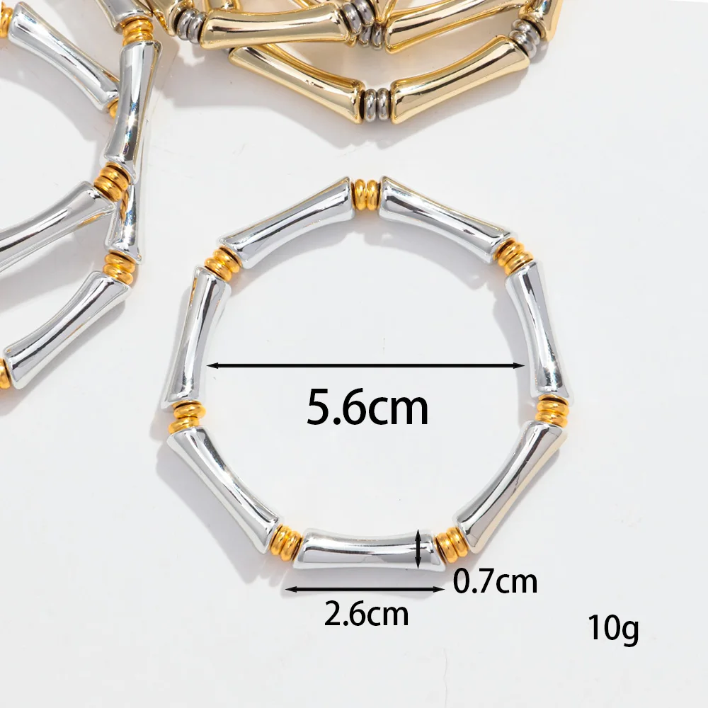 Braccialetti alla moda con perline a tubo sottile color oro/argento acrilico per le donne, regali di gioielli con distanziatore elastico in resina  36