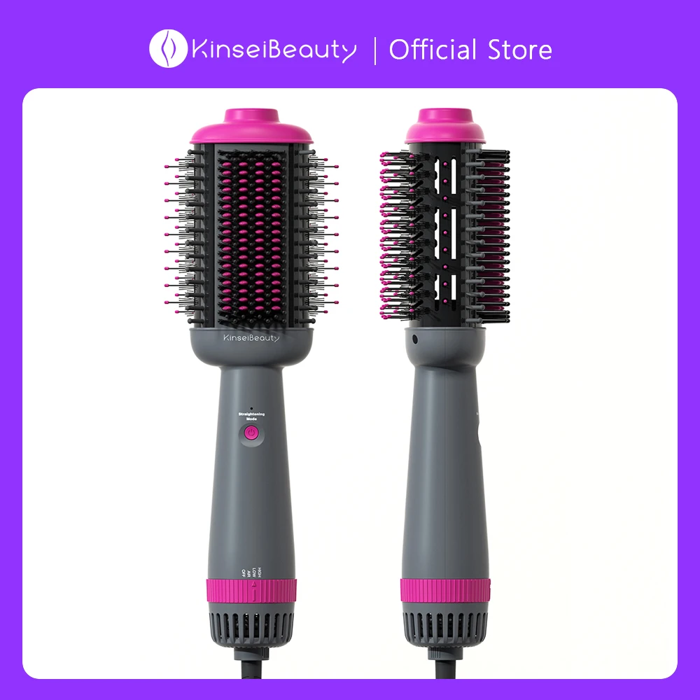 Kinseibeauty-secador de Cabelo de Dupla Finalidade Alisador Escova de ar Quente Ventilador Anti-engomar Cerâmico Ferramentas de Estilo Multifunções