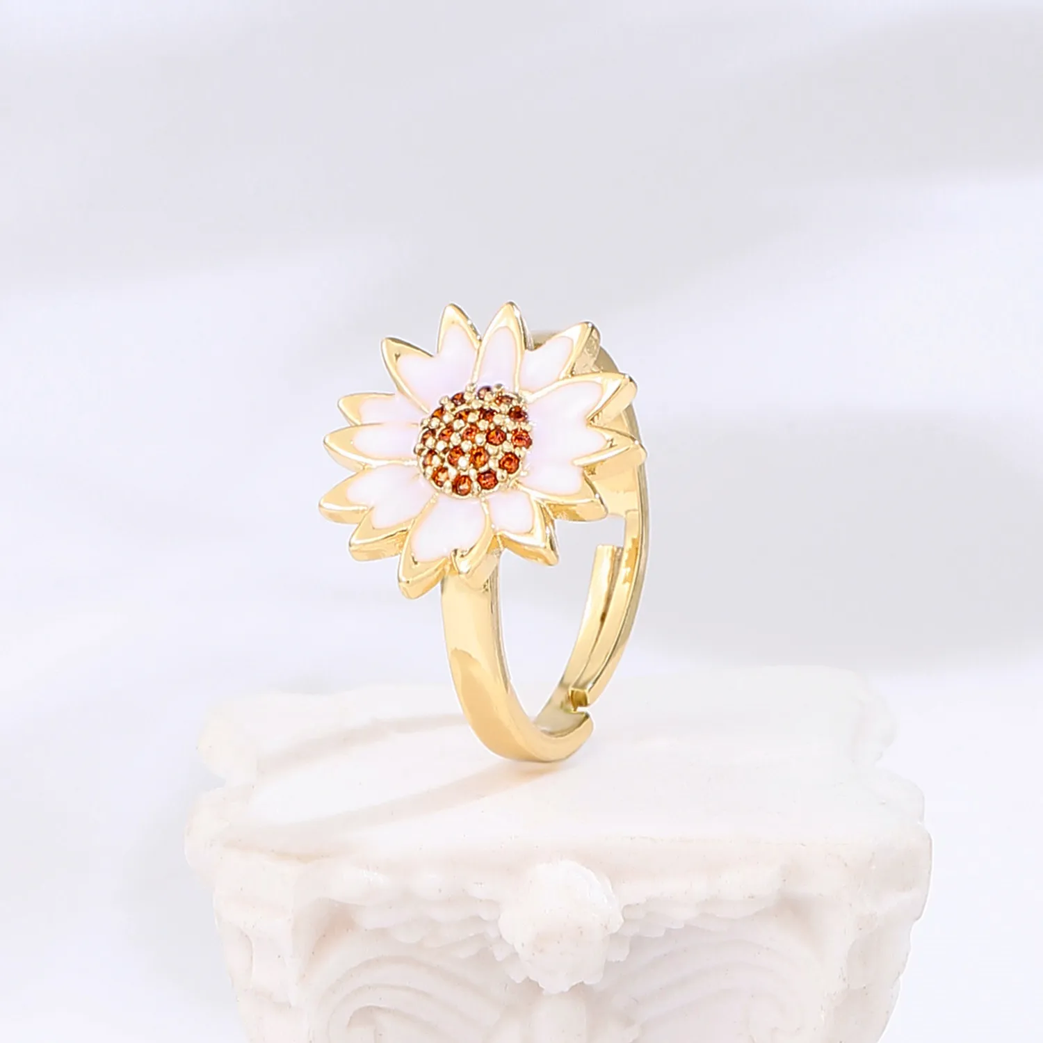 2021 INS Color Rainbow Fashion Rings For Women Finger Jewelry Clear CZ Colorful Neon Enamel Open Adjusted Dome Ring