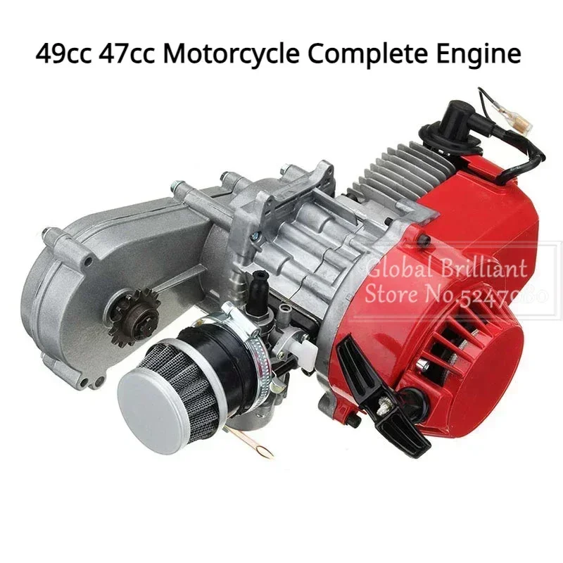 49cc 47cc Motorcycle Complete Engine 2-Stroke Pull Start Motor W ...