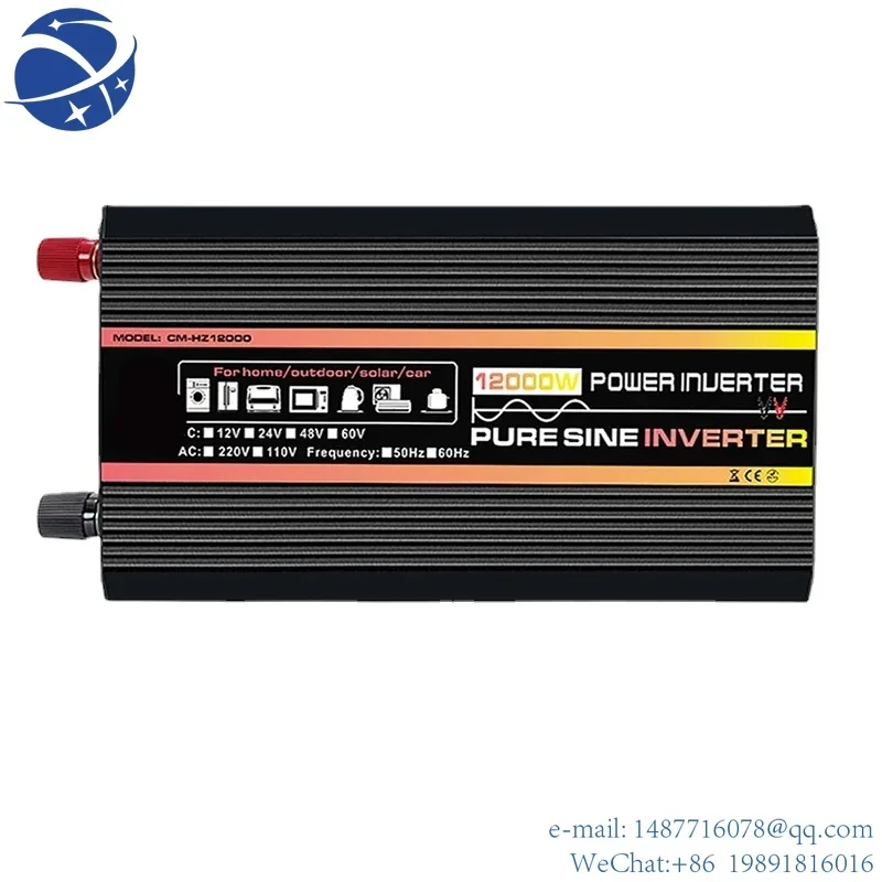 

YYHC 12000W Pure Sine Wave Solar Inverters 12V 220V Voltage Converter Power Transformer 10000W 50hz Power Inverter for Car Home